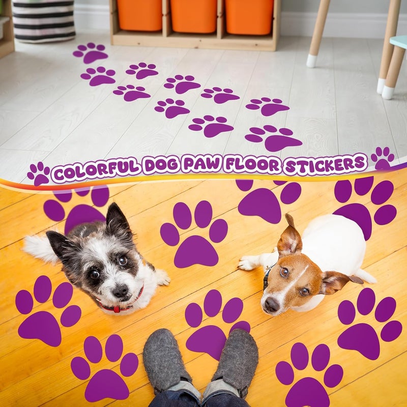 ReliThick 30 Pcs Paw Print Floor Decal 7.5" Large Pawprints Wall Cling Self Adhesive Footprint Floor Cling Window Stickers Wall Decal for Bedroom Living Room Decor(Purple) - Image 3
